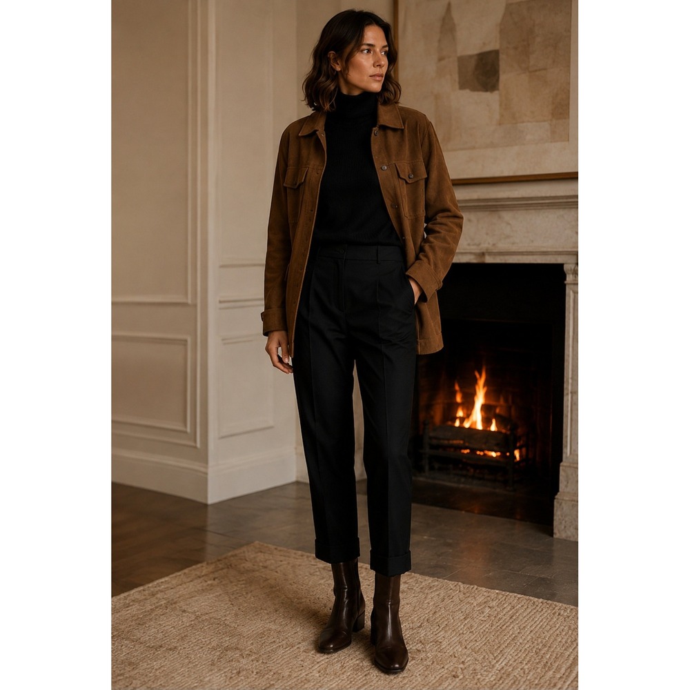 Maje Paris Black Pleated Tailored Cuffed Trousers High Waist Cigarette Pants 2